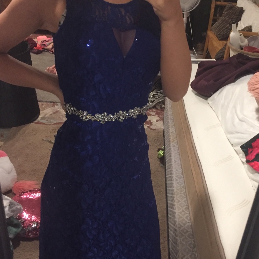 long blue homecoming dress